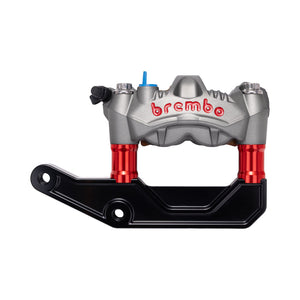 Titanium Gray Brembo 108mm GP4-RS Monobloc Caliper with Red 29mm Spacers and Black Radial Bracket