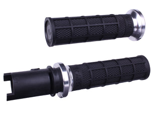 ODI Lock-On Hart-Luck Signature Full-Waffle Grips For 2024-Up-Touring & 2025-Up M8 Softails Black/Silver