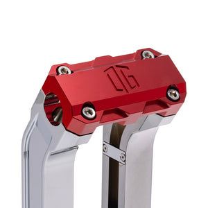 OG Chrome 2 inch Pull Straight Risers with Red Standard Top Clamp