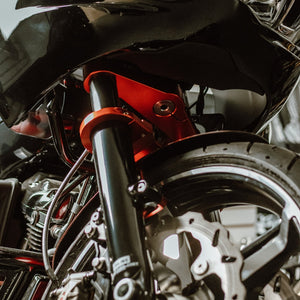 OG 2014-Up Touring Drop Triple Trees kit installed on a 2025 Road Glide