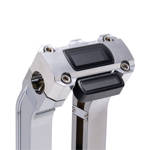 OG Chrome 6.5 inch Pull Back Risers with Aluminum Digital Gauge Cut Out Top Clamp