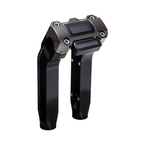 OG Black 8.5 inch Pull Back Risers with Black Chrome Digital Gauge Cut Out Top Clamp