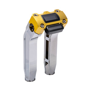 OG Chrome 8.5 inch Pull Back Risers with Gold Digital Gauge Cut Out Top Clamp