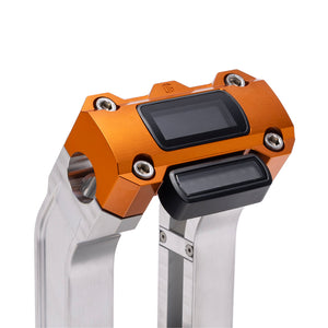 OG Aluminum 8.5 inch Straight Risers with Orange Digital Gauge Cut Out Top Clamp