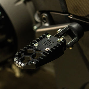 OG HoneyComp V3 Mini Foot Pegs for Indians installed on a Indian Challenger
