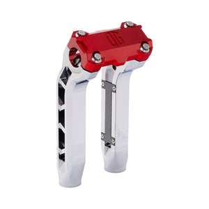 OG Chrome Performance 8.5 inch Pull Back Riser Legs with Red Performance Top Clamp
