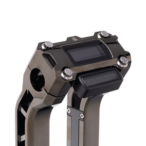 OG Black Chrome Performance Digital Gauge Top Clamp on OG Black Chrome Performance Riser Legs