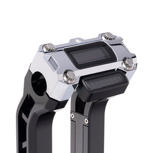 OG Chrome Performance Digital Gauge Top Clamp on OG Black Performance Riser Legs