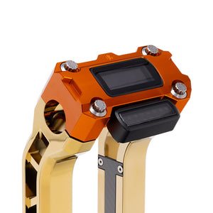 OG Orange Performance Digital Gauge Top Clamp on OG Gold Plating Performance Riser Legs