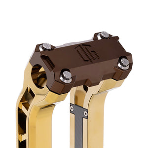 OG Bronze Performance Top Clamp on OG Gold Plating Performance Riser Legs