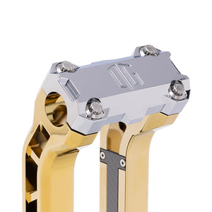 OG Chrome Performance Top Clamp on OG Gold Plating Performance Riser Legs