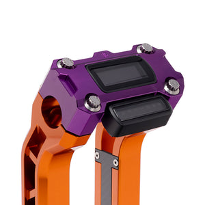 OG Purple Performance Digital Gauge Top Clamp on OG Orange Performance Riser Legs