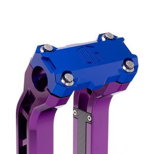 OG Blue Performance Top Clamp on OG Purple Performance Riser Legs