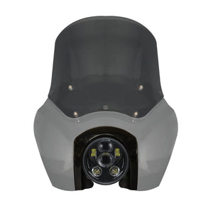Original Garage Moto Softail Low Rider S Complete T-Sport Fairing Kit - Billiard Gray - 5.75 LED Black