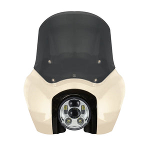 Original Garage Moto Softail Low Rider S Complete T-Sport Fairing Kit - White Sand Pearl Color Match -OG 5.75 LED Chrome
